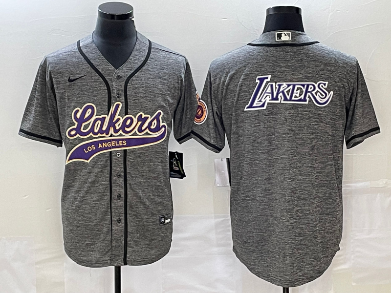 Nike 2023 Men Los Angeles Lakers Blank Grey NBA Jersey style 1->los angeles lakers->NBA Jersey